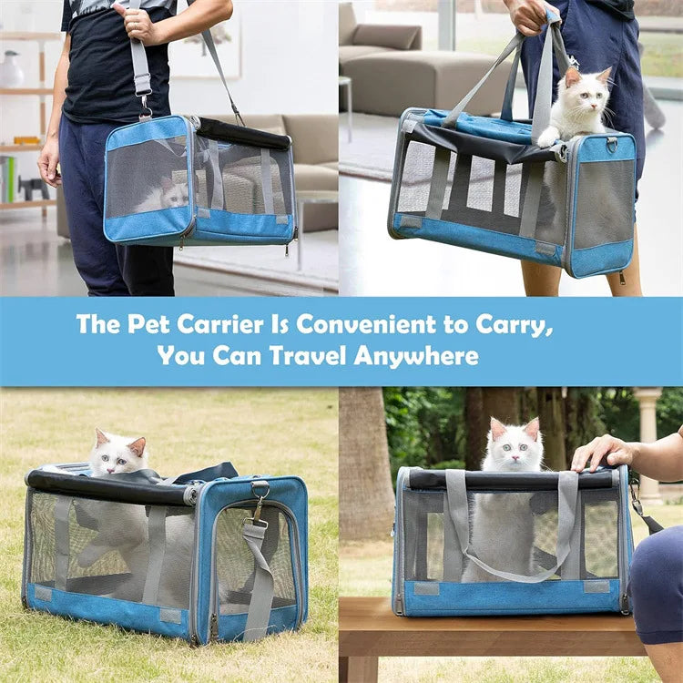 OEM Foldable Luxury Dog Travel Bag Oxford Material Airline Approved for Small Animals Adjustable Car Outdoor Pet Carrier for Cat