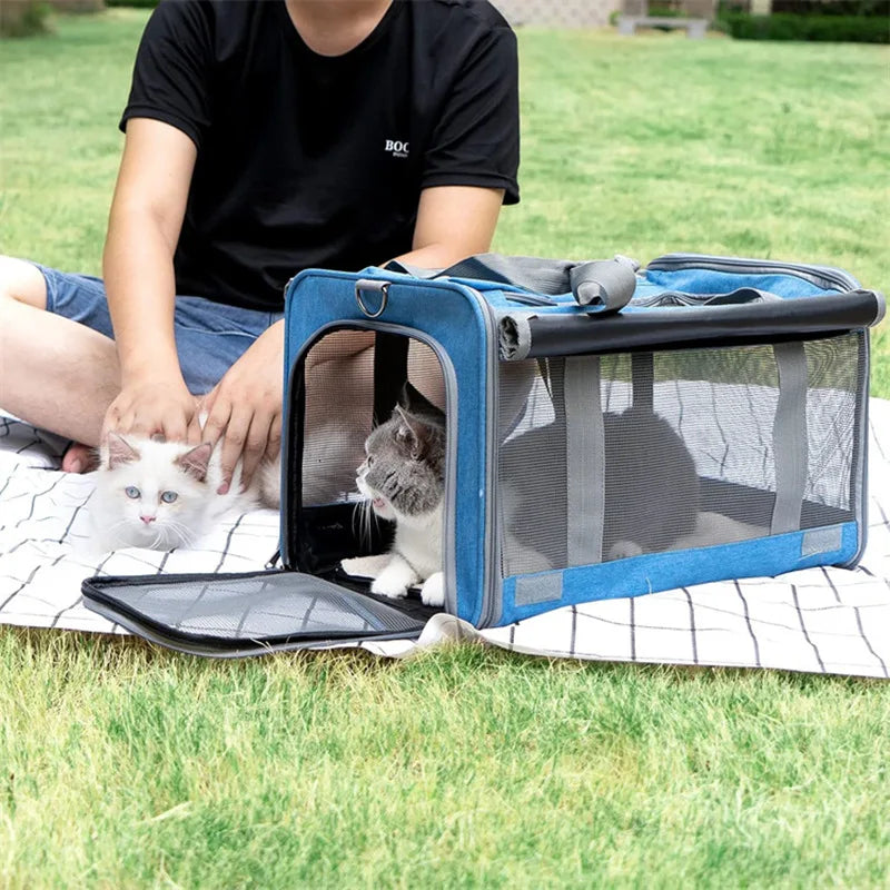 OEM Foldable Luxury Dog Travel Bag Oxford Material Airline Approved for Small Animals Adjustable Car Outdoor Pet Carrier for Cat