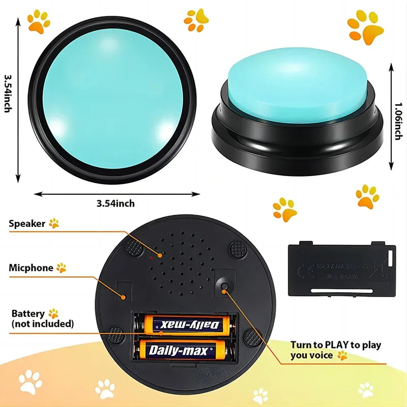 Recordable Dog Talking Button Toy – Interactive Voice Training Pet Toy