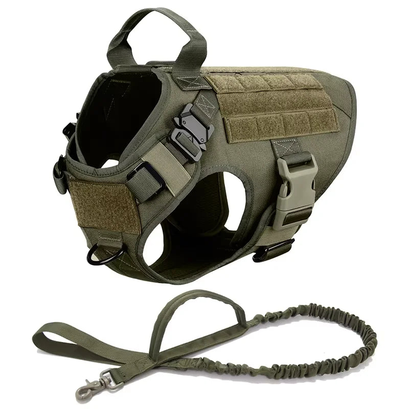 Tactical Dog Harness and Leash Set Service Dog Vest with Control Handle Adjustable Pet Training Harness for Dogs Walking