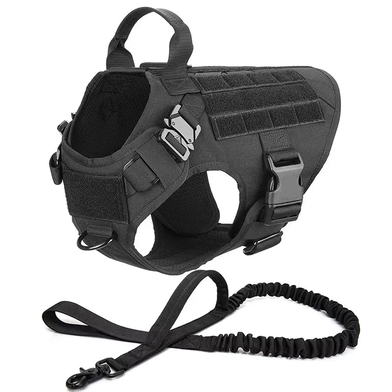 Tactical Dog Harness and Leash Set Service Dog Vest with Control Handle Adjustable Pet Training Harness for Dogs Walking