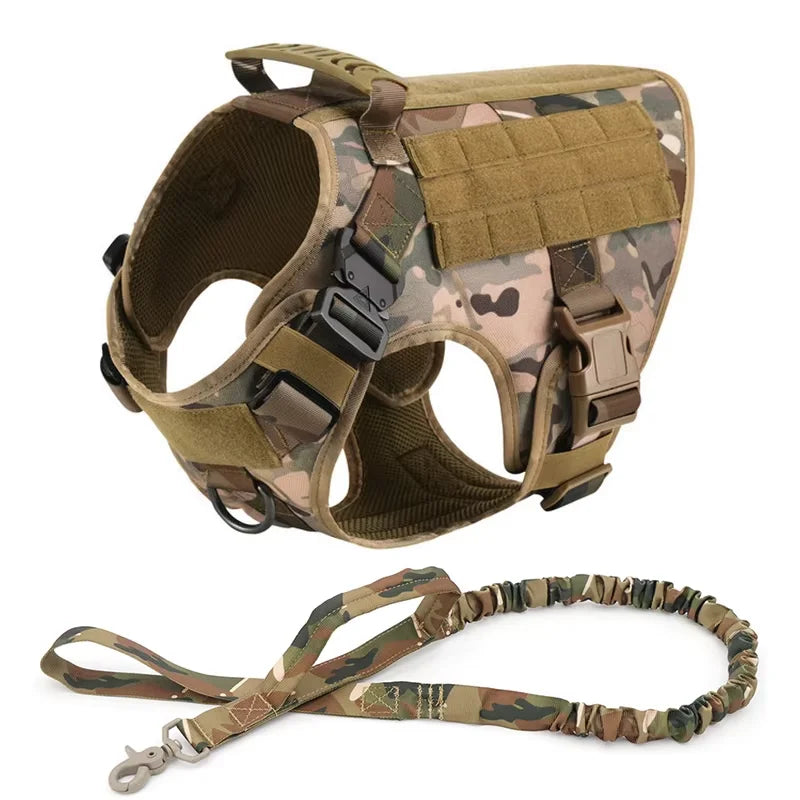 Tactical Dog Harness and Leash Set Service Dog Vest with Control Handle Adjustable Pet Training Harness for Dogs Walking
