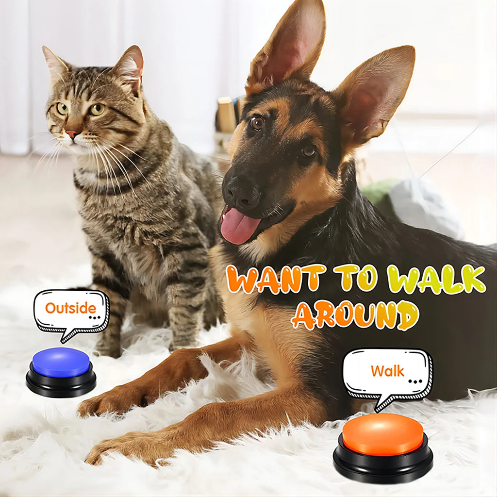 Recordable Pet Talking Buttons – Dog Voice Training Toy, Single, 4-Pack or 8-Pack