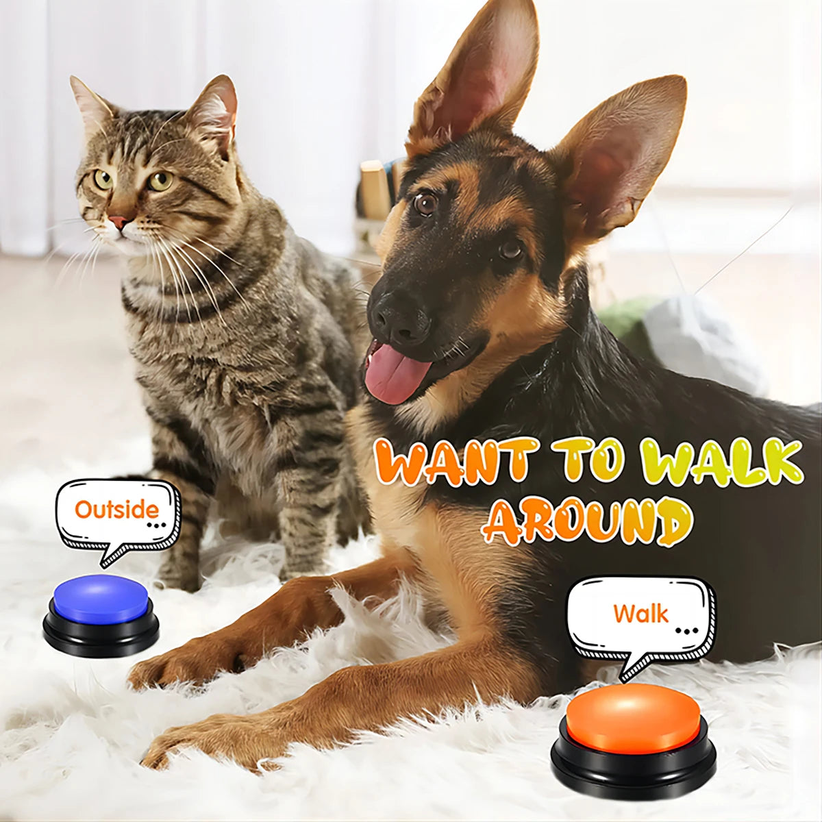 Recordable Pet Talking Buttons – Dog Voice Training Toy, Single, 4-Pack or 8-Pack