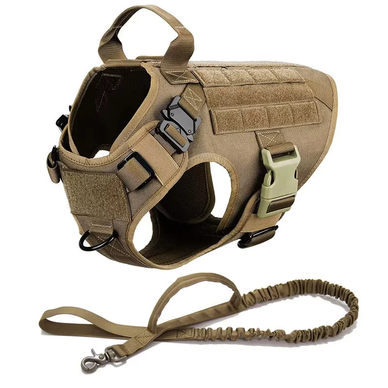 Tactical Dog Harness and Leash Set Service Dog Vest with Control Handle Adjustable Pet Training Harness for Dogs Walking